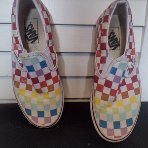 EUC VANS Classic Slip on Checkerboard Colorful. Men's 5. Women's 6.5